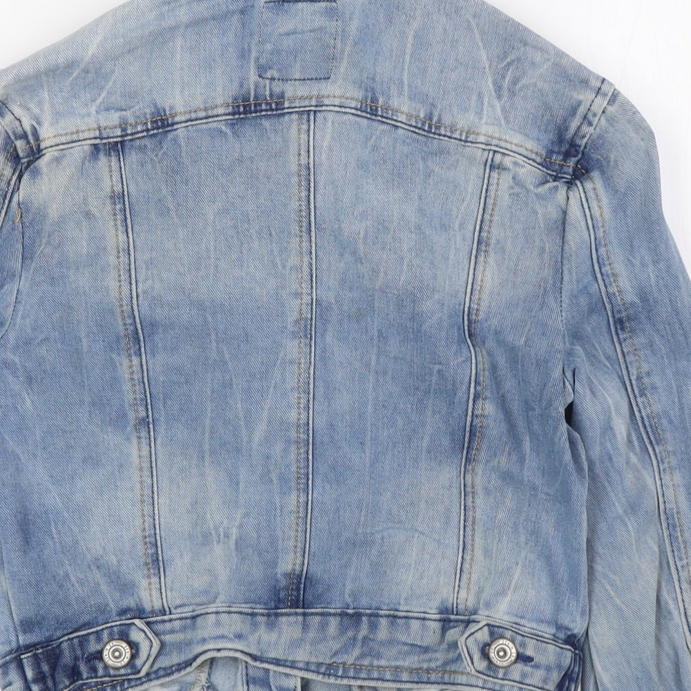 Denim & Co. Womens Blue Jacket Size 8 Button