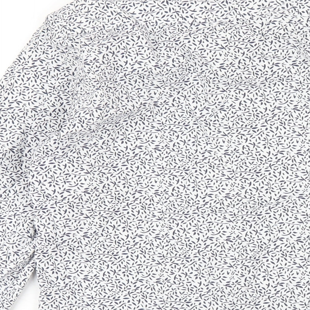 Quiz Mens White Geometric Cotton Button-Up Size S Collared Button