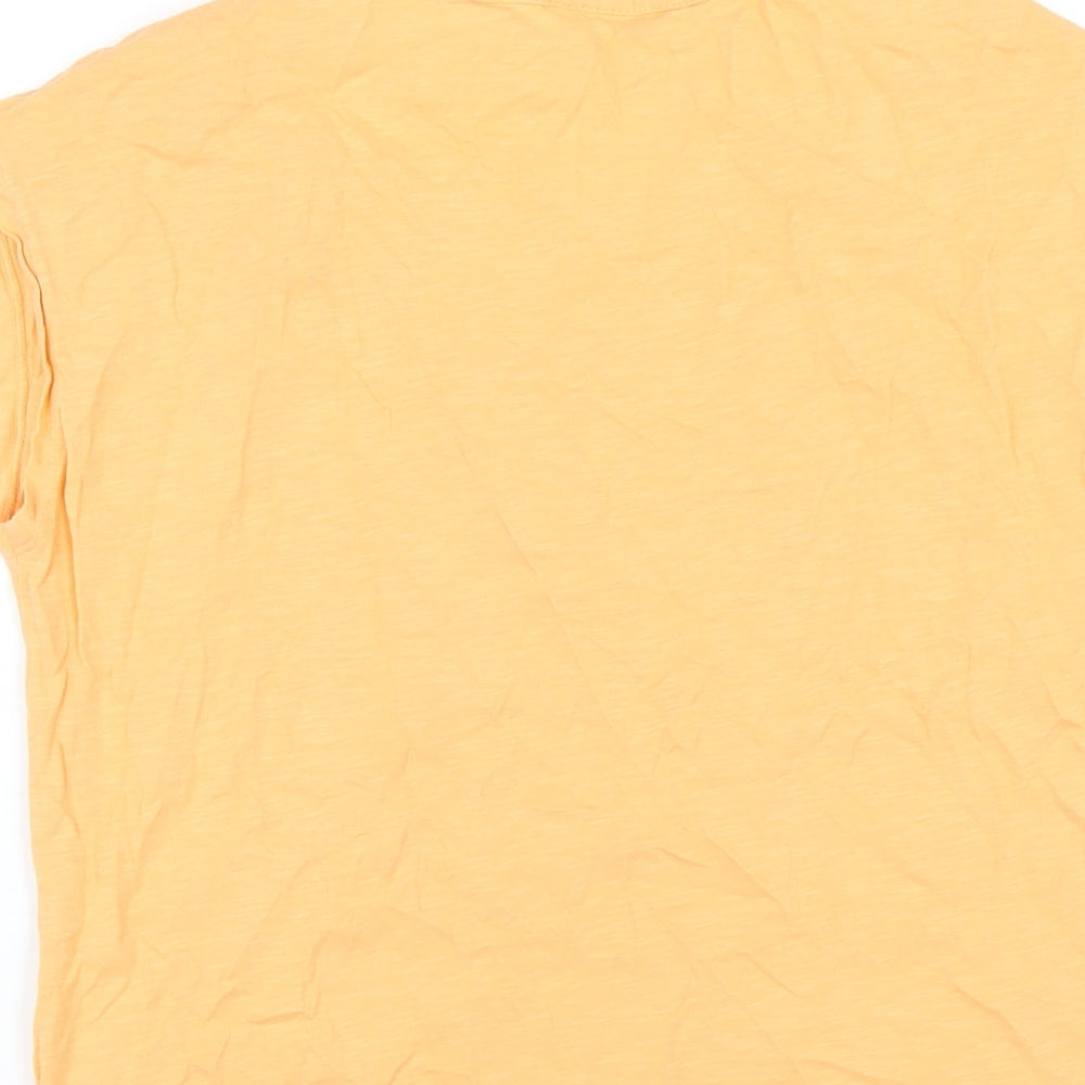 bonprix Womens Orange Cotton Basic T-Shirt Size XS Round Neck