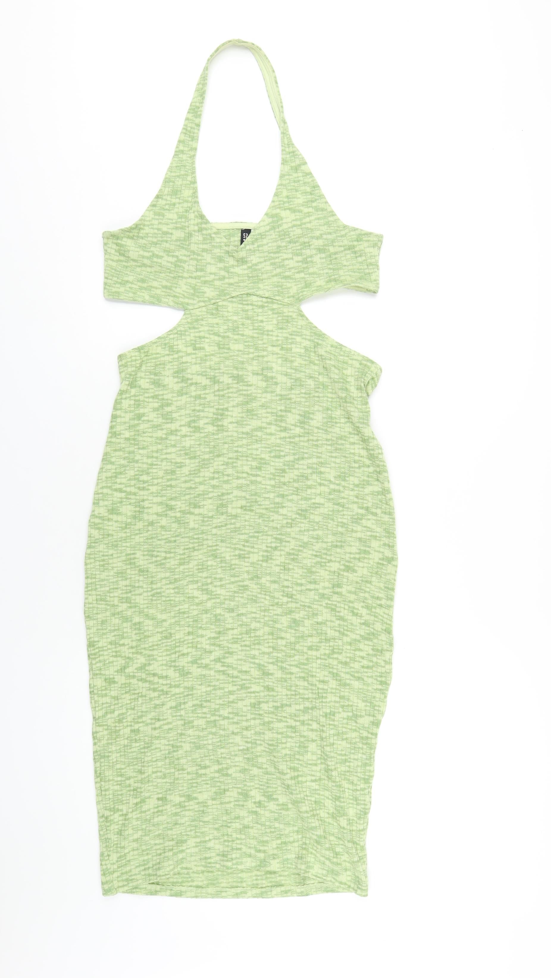 h&m green cut out dress Ladies - Dark Khaki Green Glittery Cutout Dress - Size: L