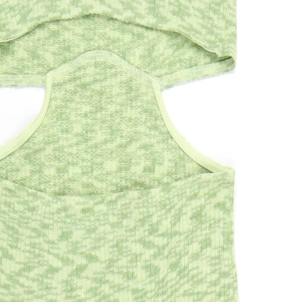 H&M Womens Green Polyester Bodycon Size M Halter Pullover - Cut Out