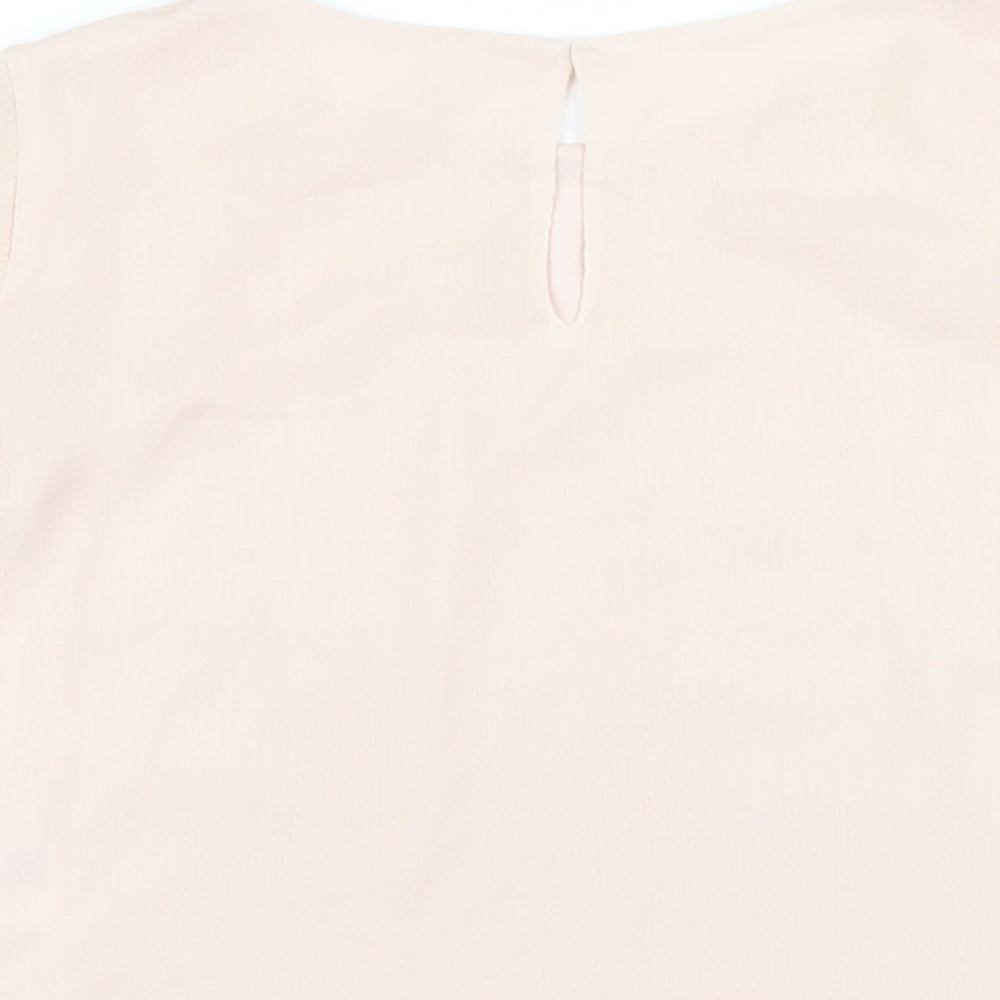 H&M Girls Pink Polyester Basic Blouse Size 12-13 Years Round Neck Button