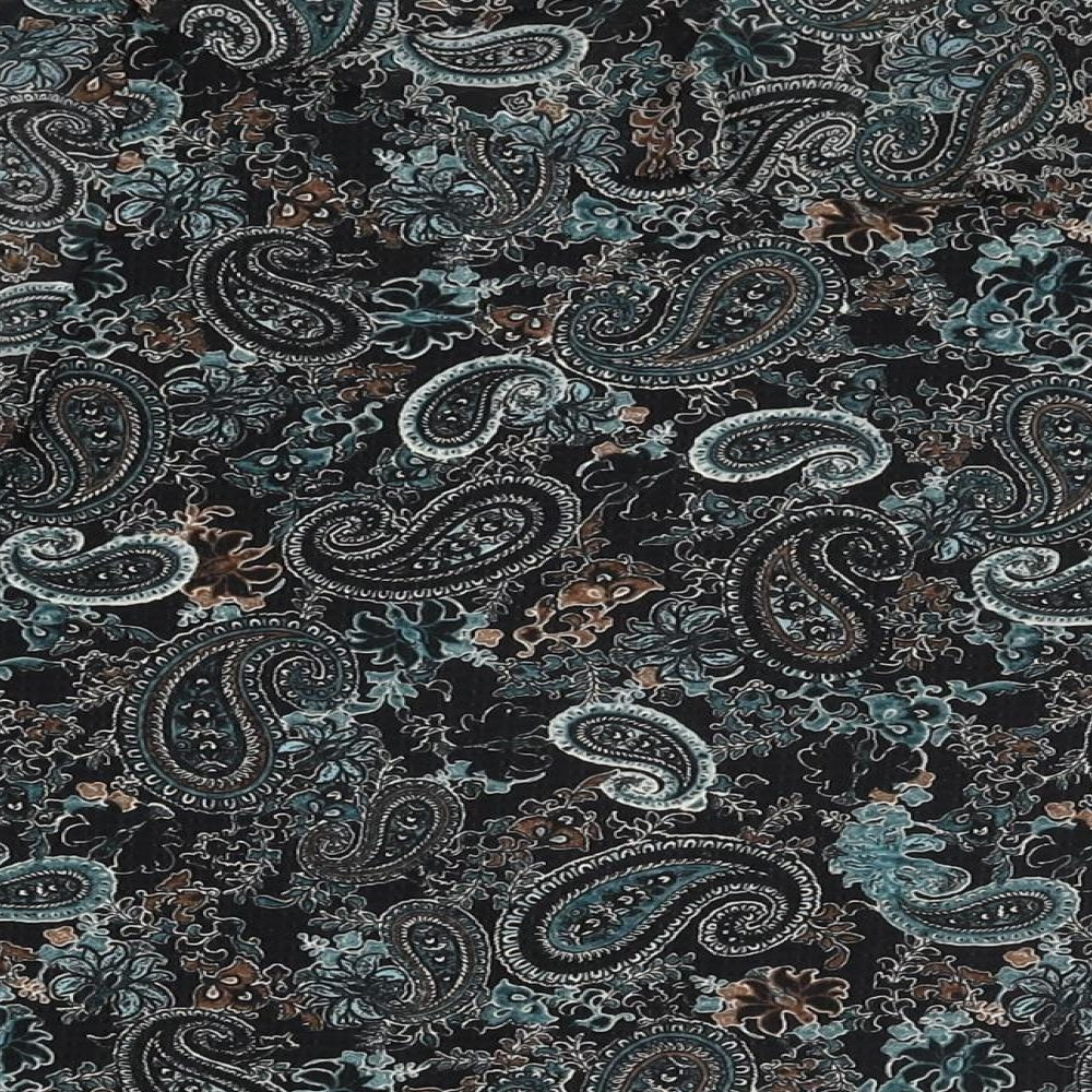 NEXT Womens Black Paisley Polyester Basic Button-Up Size 16 V-Neck