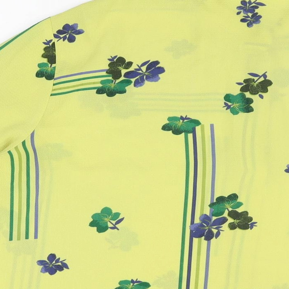 NEXT Womens Green Floral Polyester Basic Button-Up Size 16 Collared