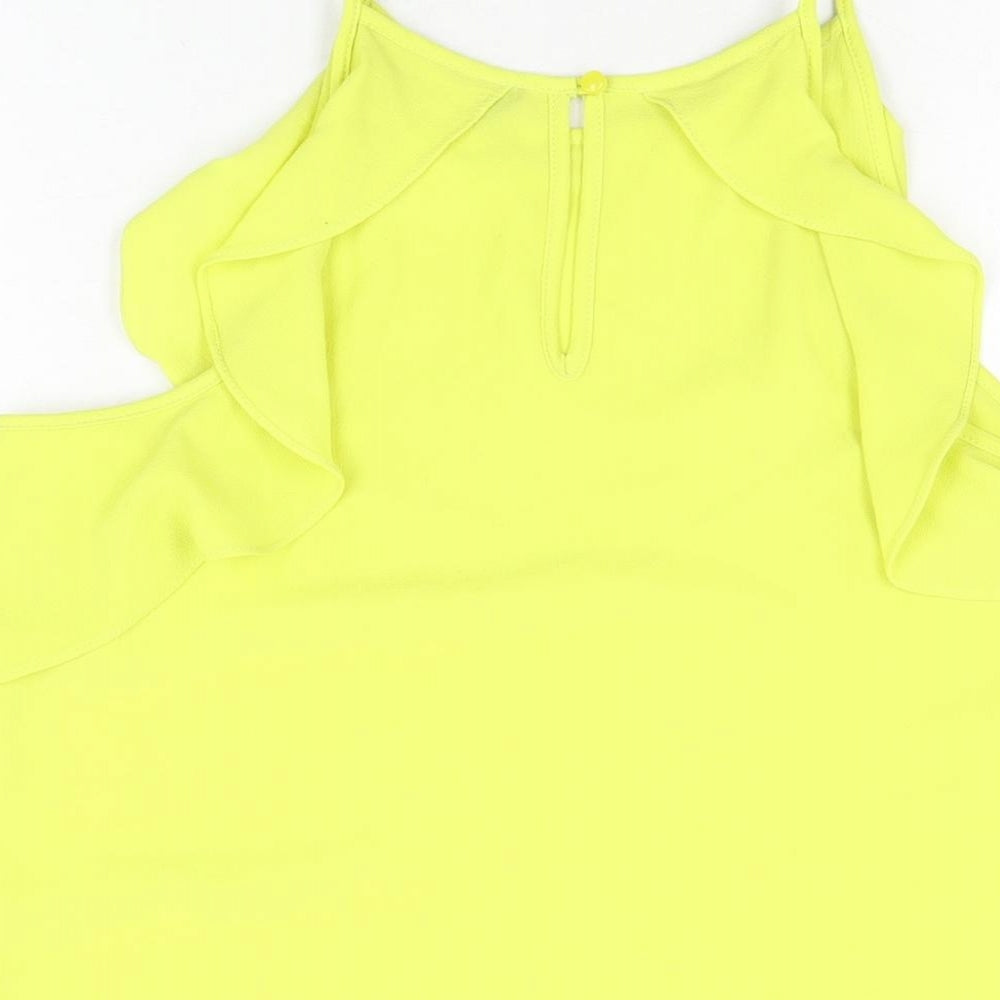 Dorothy Perkins Womens Yellow Polyester Basic T-Shirt Size 14 Round Neck