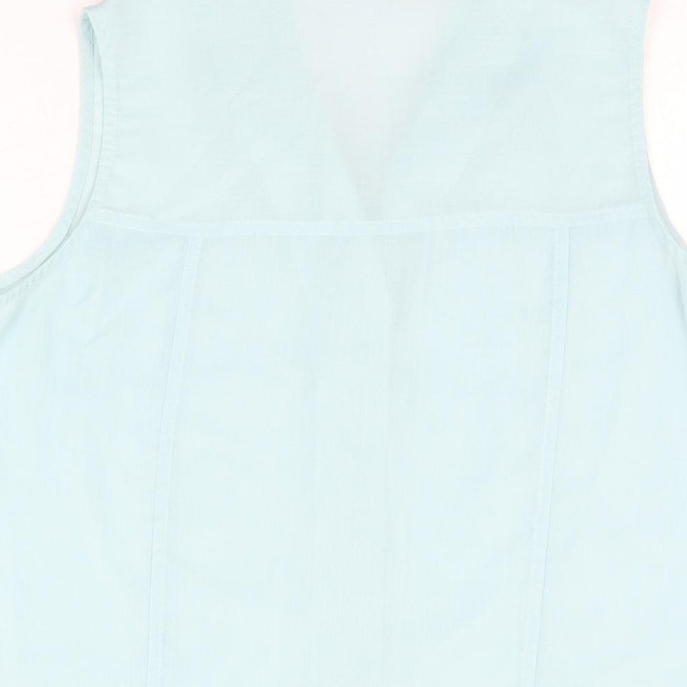 Isabelle Womens Blue Polyester Basic Button-Up Size 14 Collared