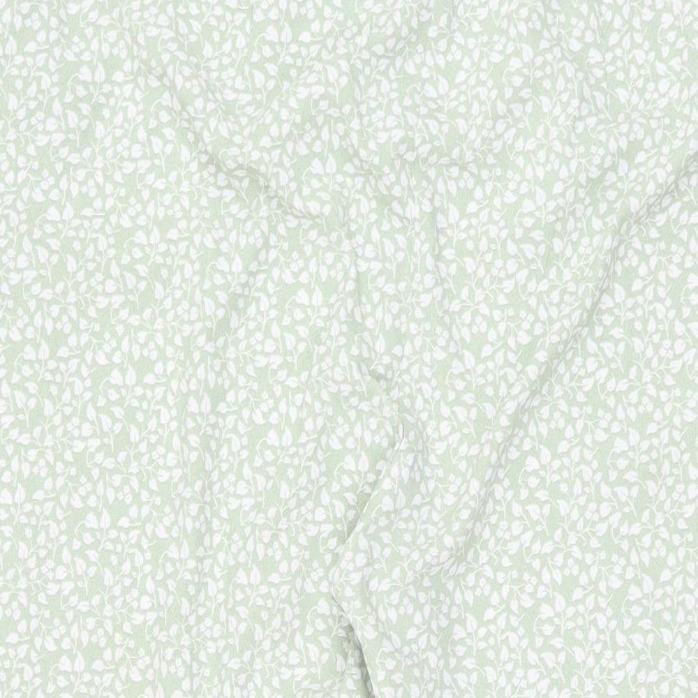 H&M Womens Green Floral Polyester Trousers Size 16 L26 in Regular Zip