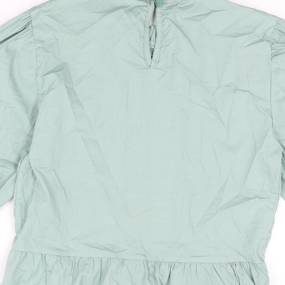 Boohoo Womens Green Cotton Basic T-Shirt Size 8 Round Neck