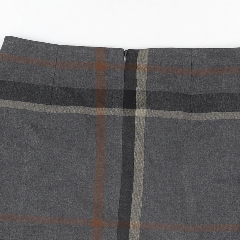 NEXT Womens Grey Geometric Polyester A-Line Skirt Size 8 Zip