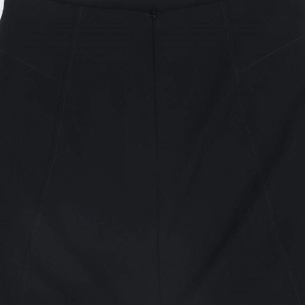 Marks & Spencer Womens Black Polyester Straight & Pencil Skirt Size 12 Zip
