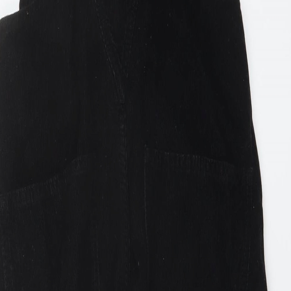 FatFace Womens Black Cotton Dungaree One-Piece Size 6 Buckle