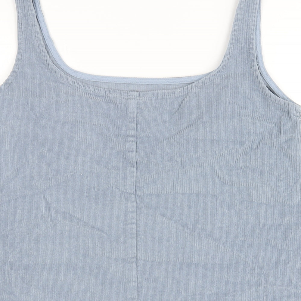 ASOS Womens Blue Cotton Pinafore/Dungaree Dress Size 8 Scoop Neck Pullover