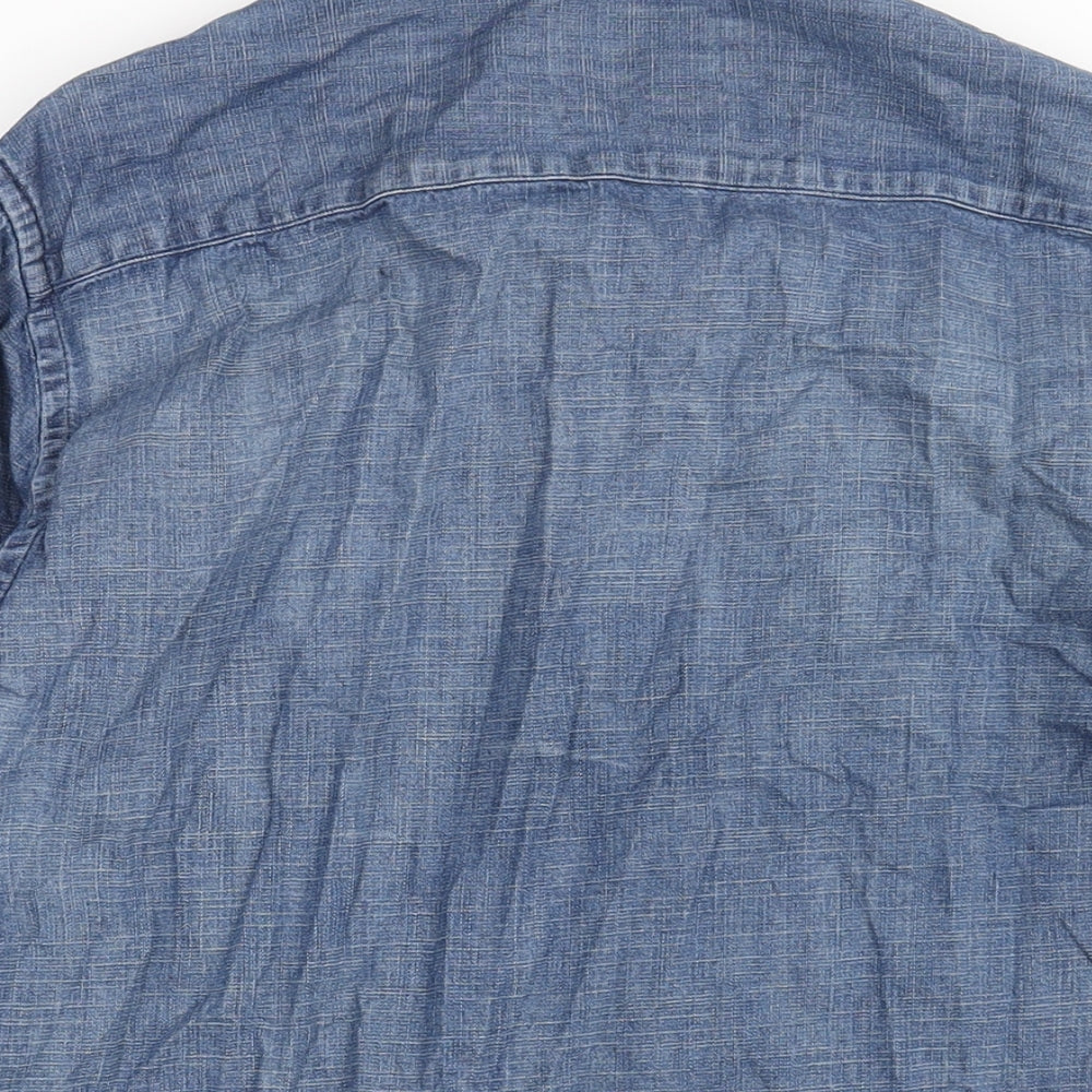 American Eagle Outfitters Mens Blue Cotton Button-Up Size M Collared Snap