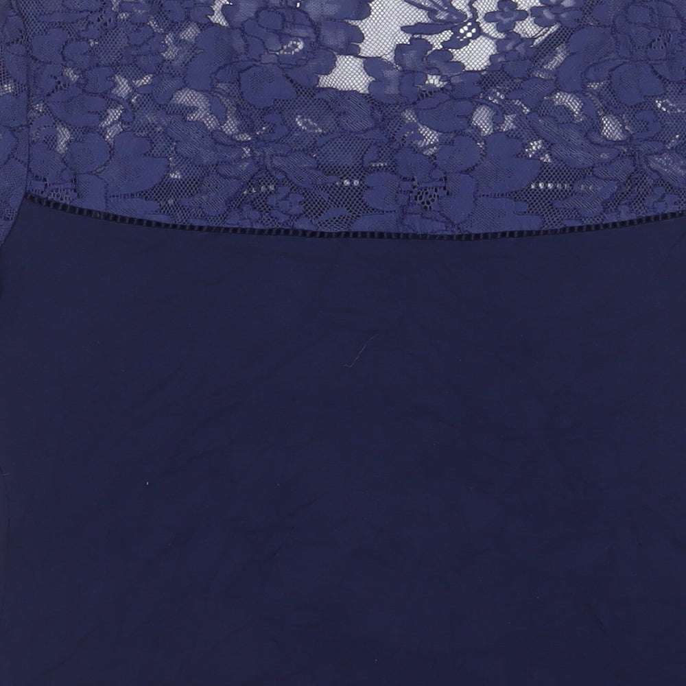 Pieces Womens Blue Viscose Basic T-Shirt Size M Crew Neck - Lace