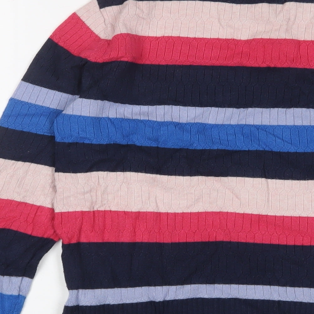 Marks & Spencer Womens Multicoloured Round Neck Striped Viscose Pullover Jumper Size 10