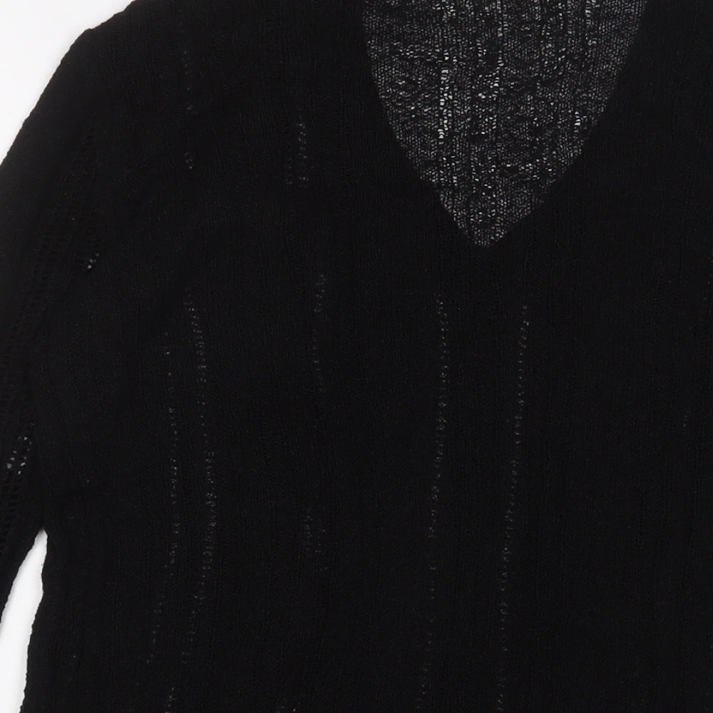 Mango Womens Black V-Neck Acrylic Pullover Jumper Size M - Frill