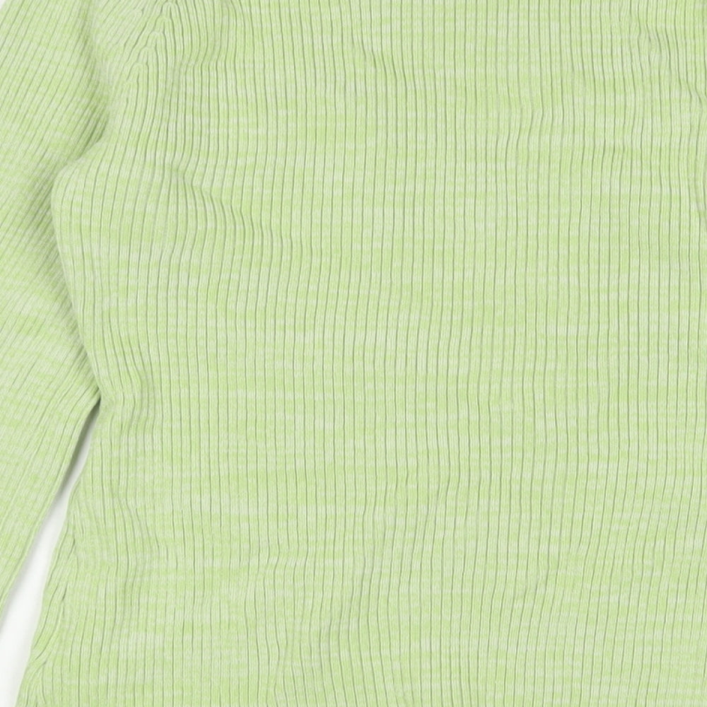 H&M Womens Green V-Neck Viscose Pullover Jumper Size M