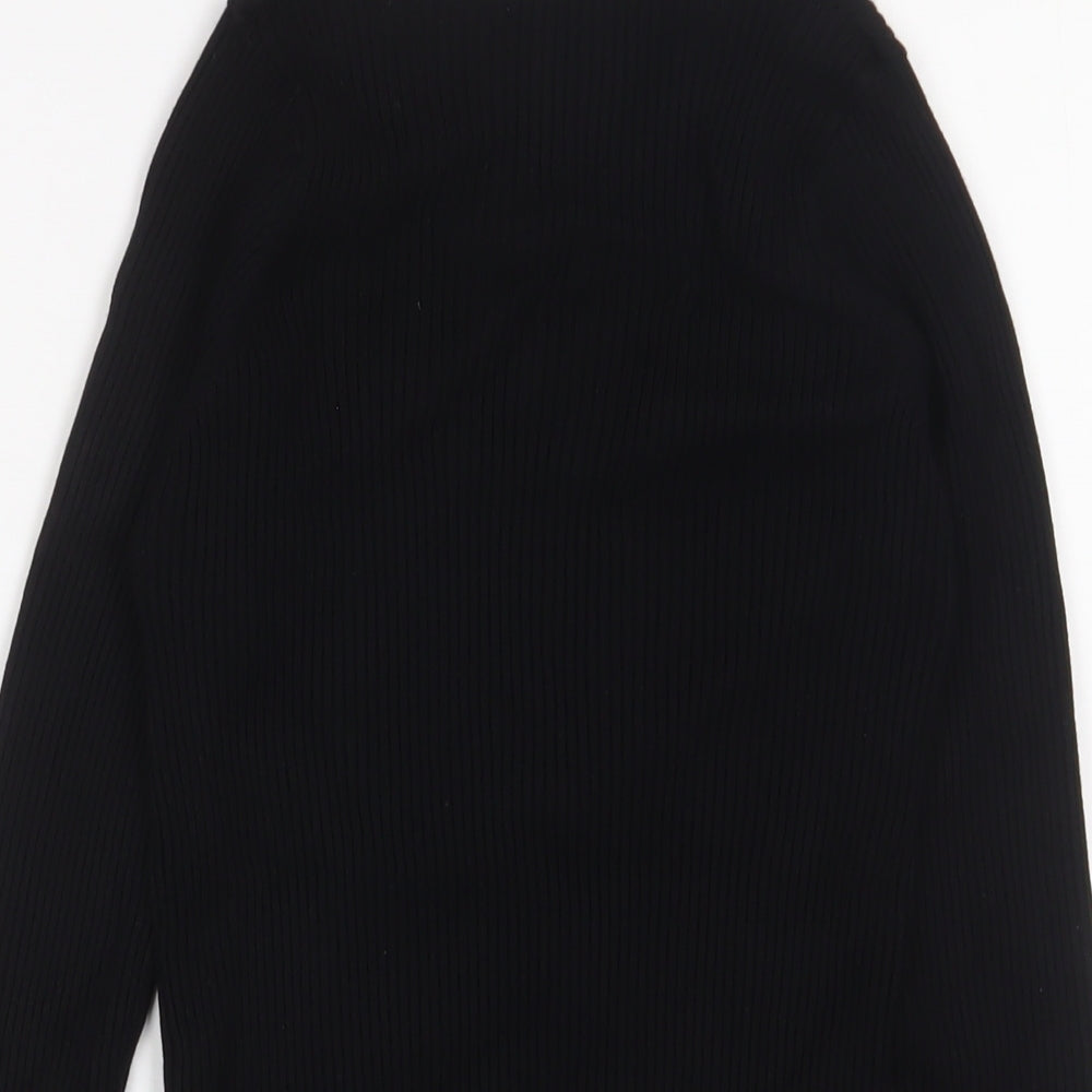 Mango Womens Black Square Neck Acrylic Pullover Jumper Size L - Stretch