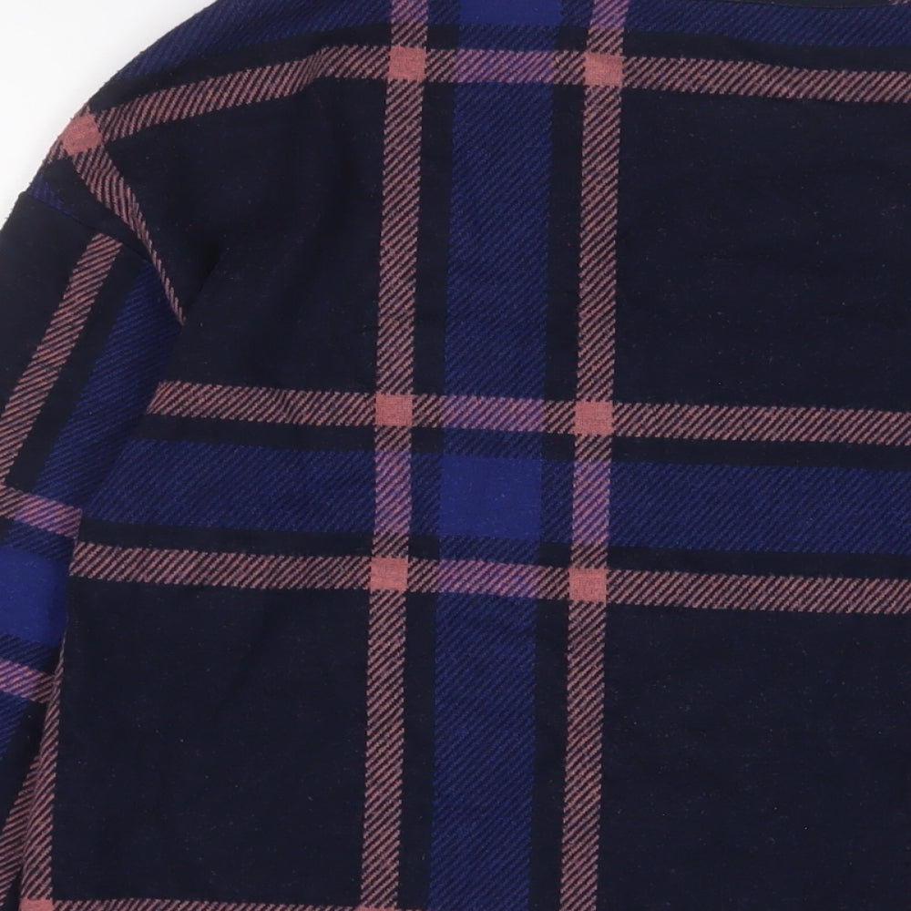 Marks & Spencer Womens Blue Plaid Cotton Pullover Sweatshirt Size 10 Pullover
