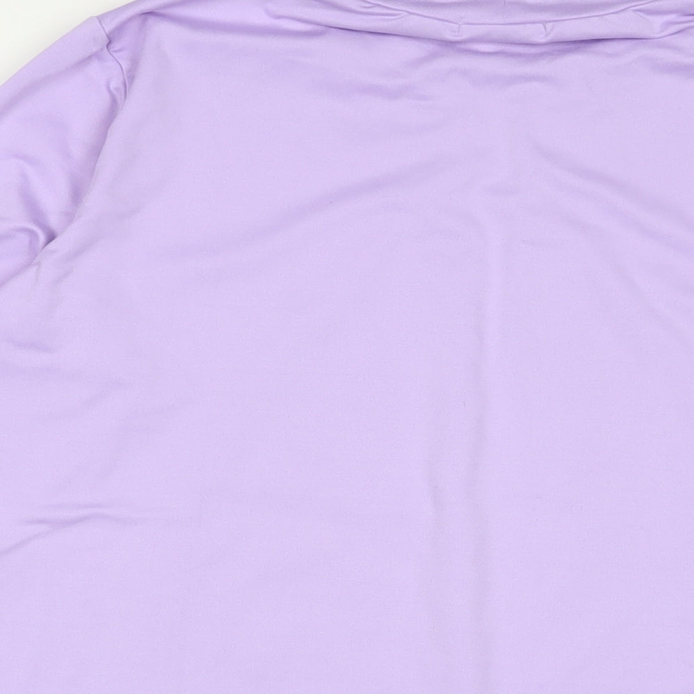 Green Lamb Womens Purple Polyester Basic T-Shirt Size 14 High Neck - Pleated