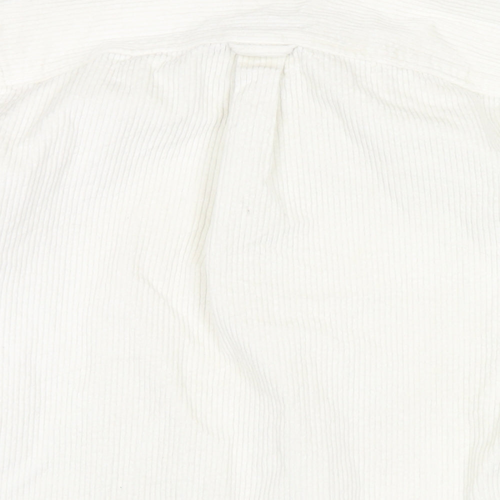 River Island Mens White Cotton Button-Up Size M Collared Button