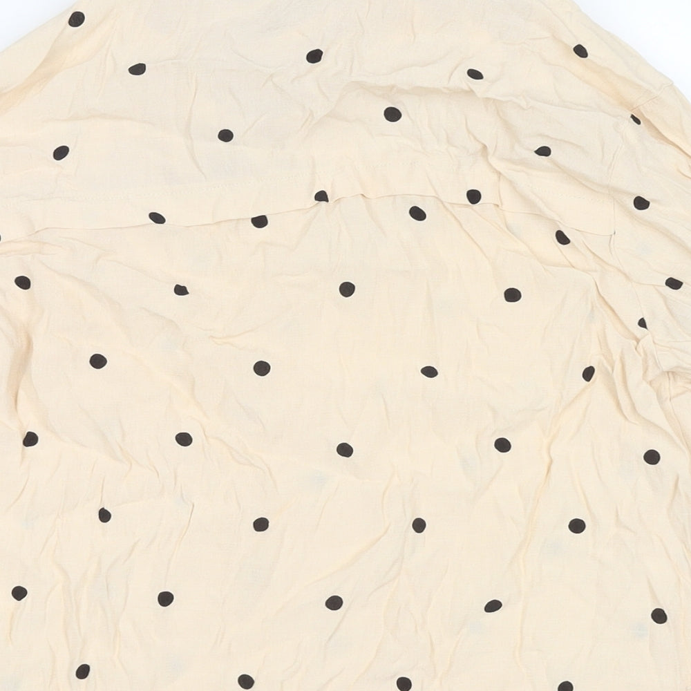 NEXT Womens Beige Polka Dot Viscose Basic Blouse Size 14 Round Neck