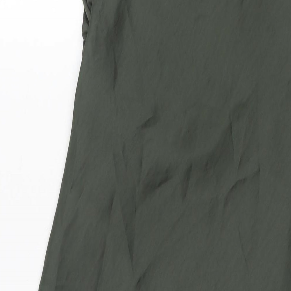 Zara Womens Green Polyester Slip Dress Size S Cowl Neck Zip - Side Slit(s)