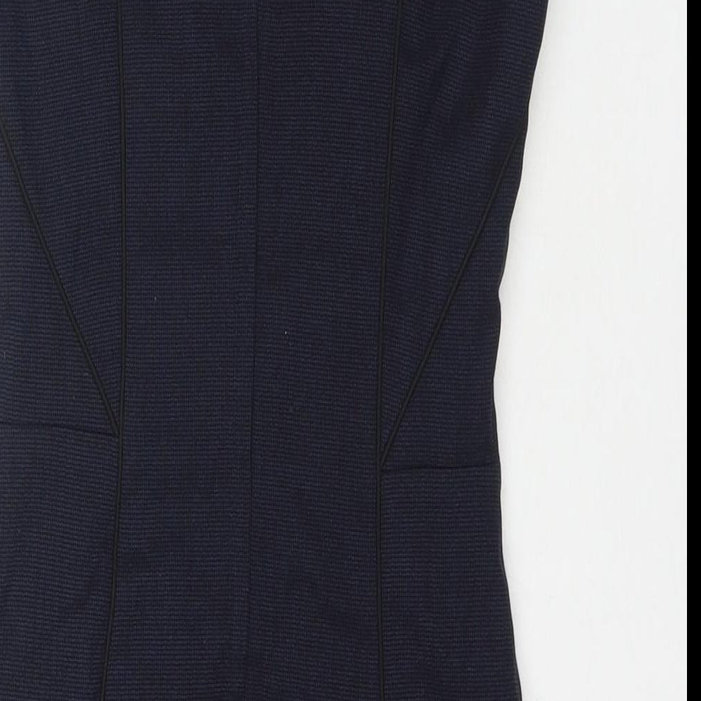 H&M Womens Blue Polyester A-Line Size 6 Round Neck Zip