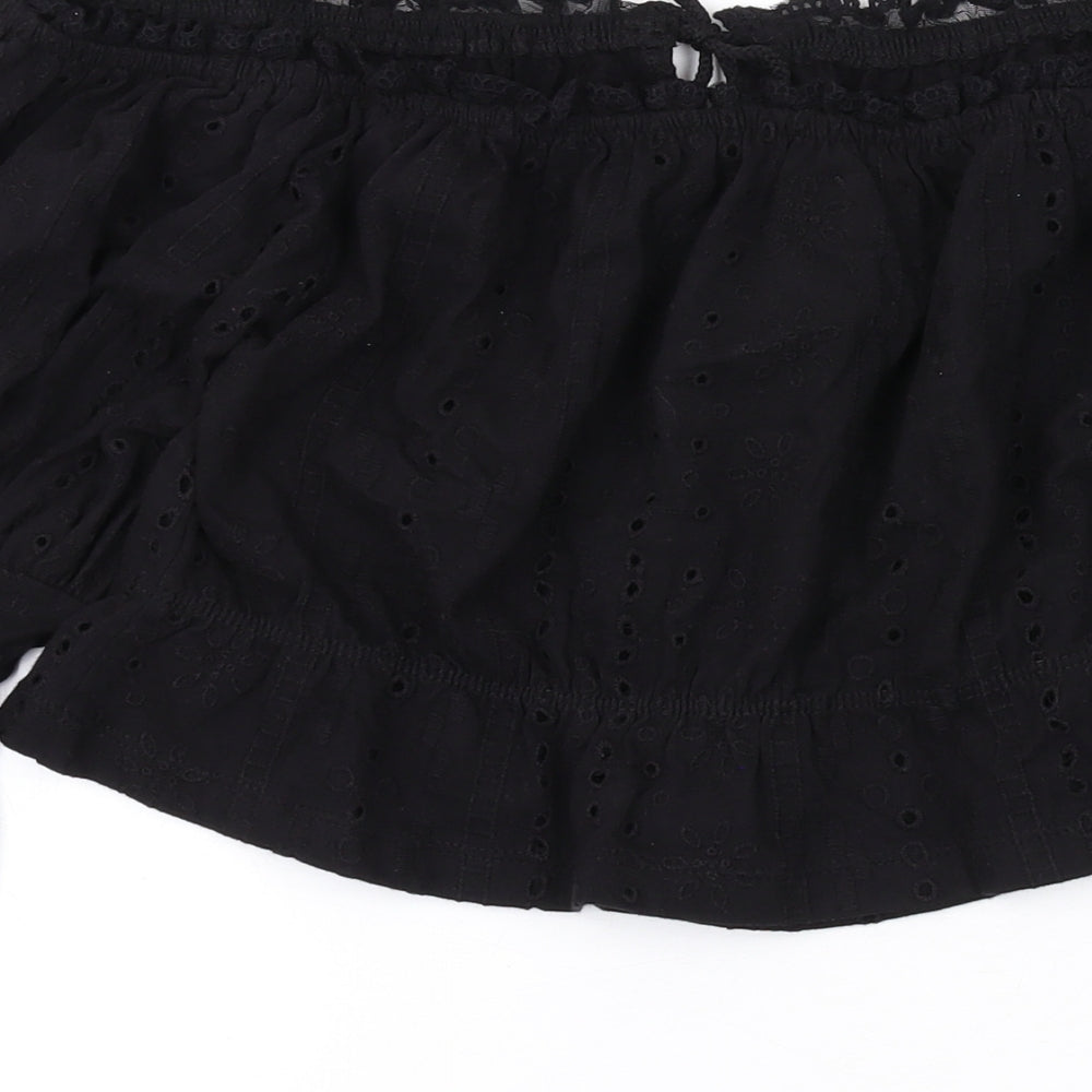 ASOS Womens Black Cotton Basic Blouse Size 14 Off the Shoulder