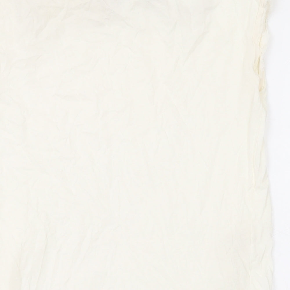 Zara Womens Ivory Cotton Basic T-Shirt Size M Round Neck