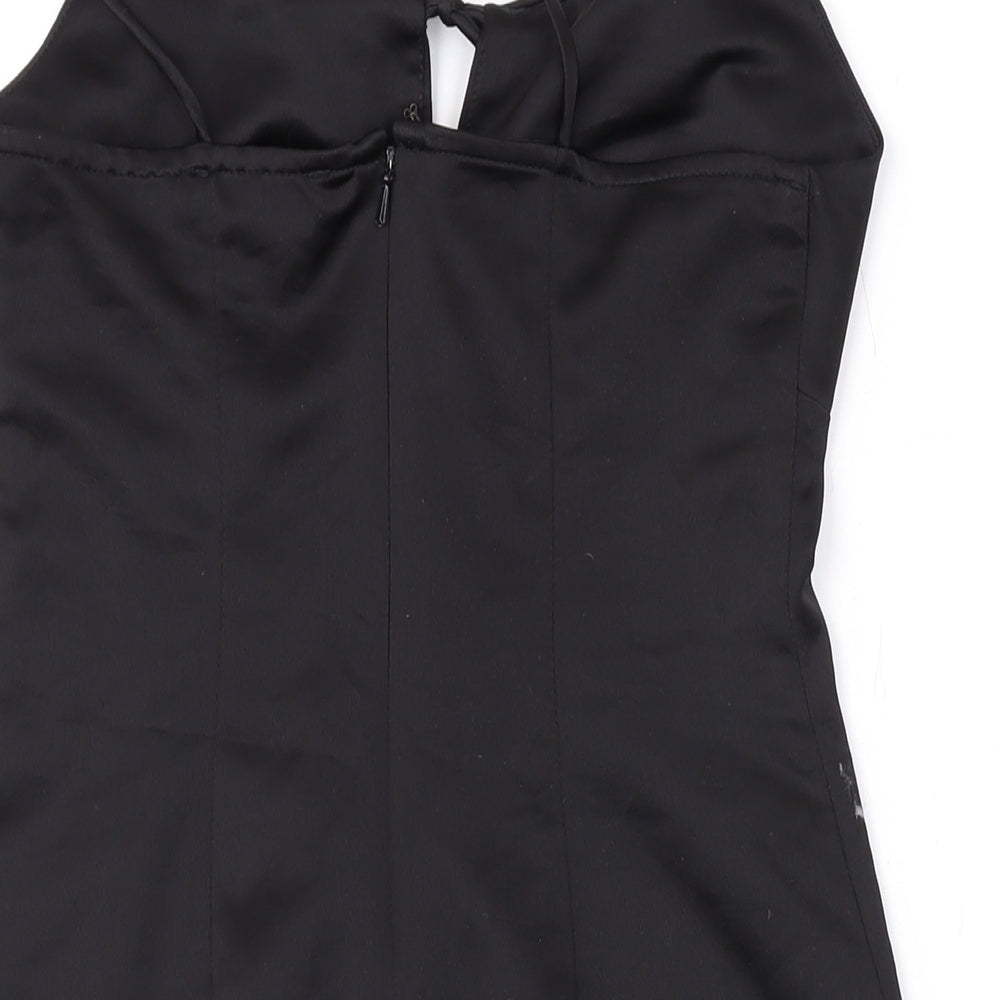 Topshop Womens Black Polyester Mini Size 4 Sweetheart Zip