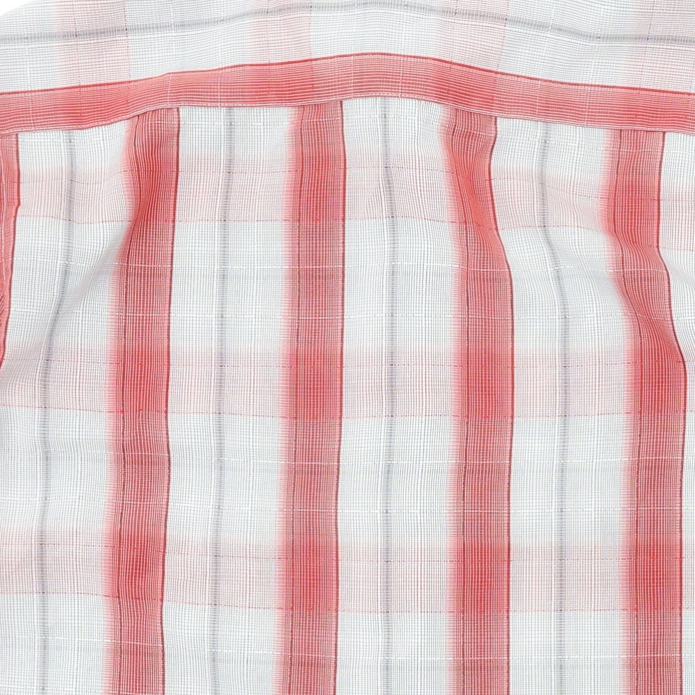 BHS Mens Red Plaid Polyester Button-Up Size M Collared Button