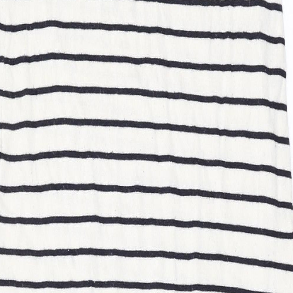 Zara Womens Ivory Striped Acrylic Maxi Size S Scoop Neck Pullover