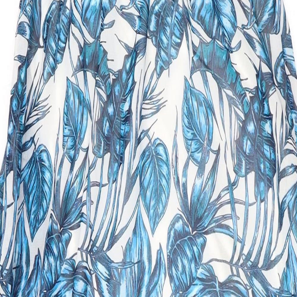 Divided by H&M Womens Blue Floral Polyester Maxi Size 6 Halter Button