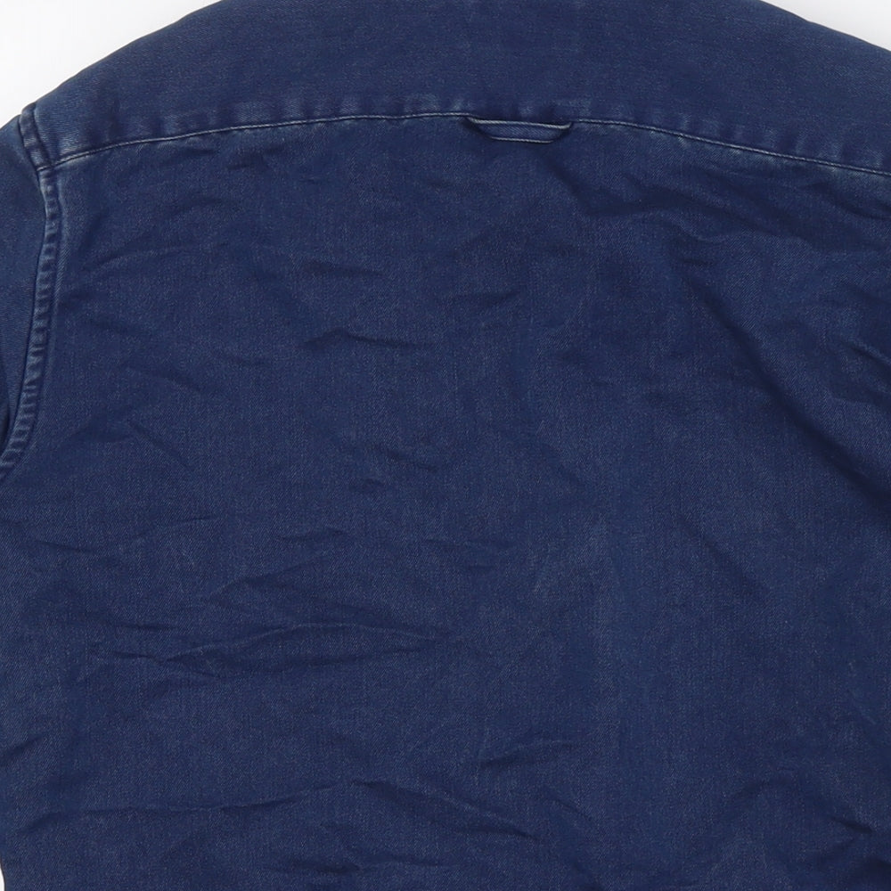 H&M Mens Blue Cotton Button-Up Size S Collared Button