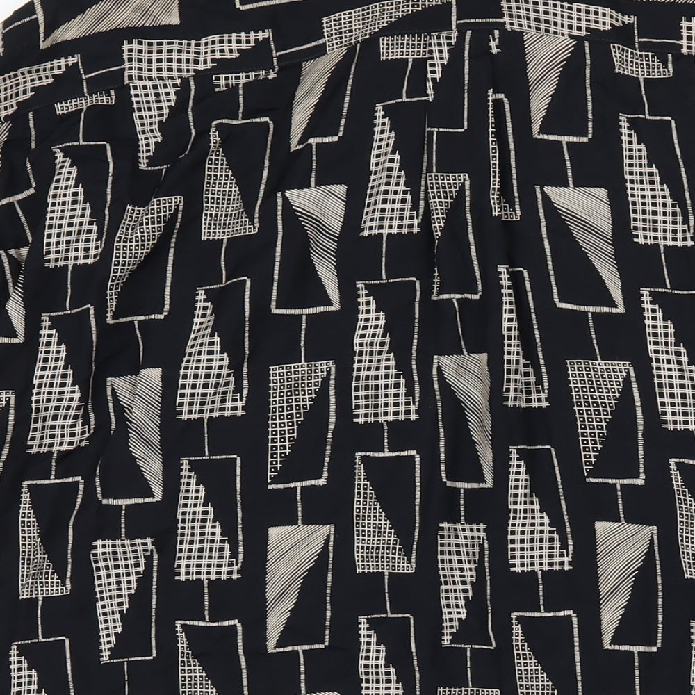 Gabicci Womens Black Geometric Viscose Basic Button-Up Size 2XL Collared