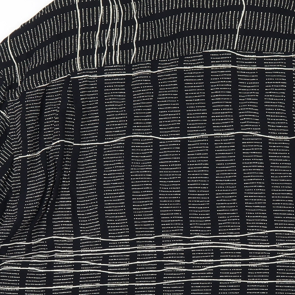 Gabicci Womens Black Geometric Viscose Basic Button-Up Size 2XL Collared