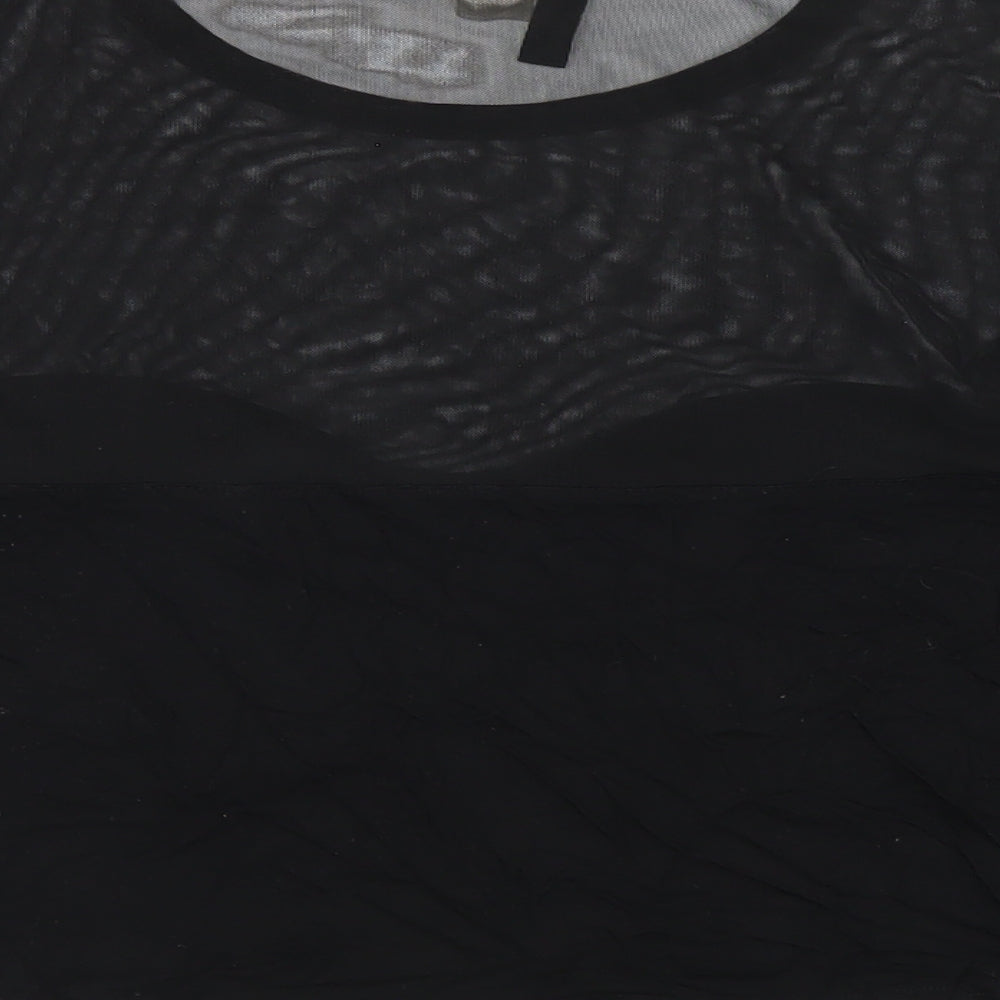 H&M Womens Black Viscose Cropped T-Shirt Size XS Round Neck