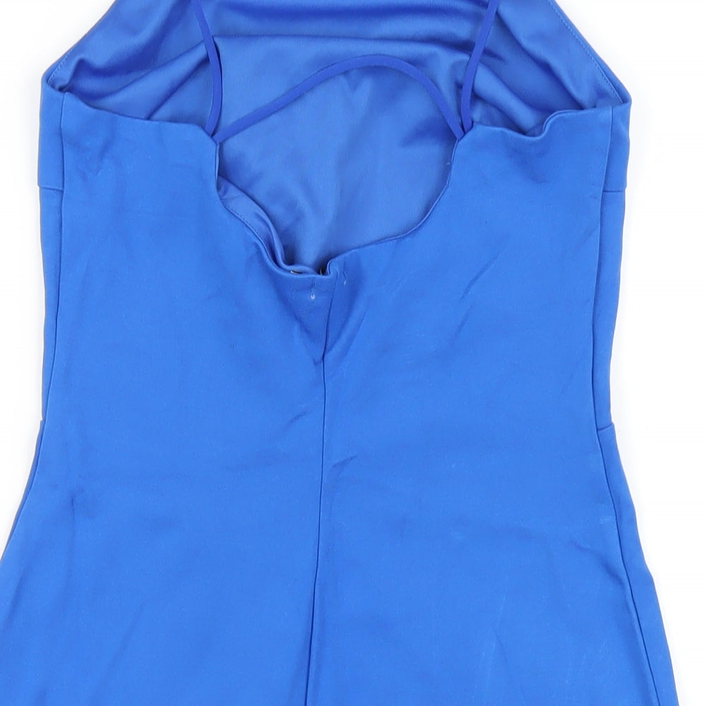 Stradivarius Womens Blue Viscose Mini Size M Square Neck Pullover