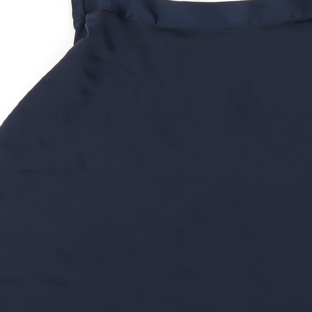 H&M Womens Blue Polyester A-Line Skirt Size 8 Zip