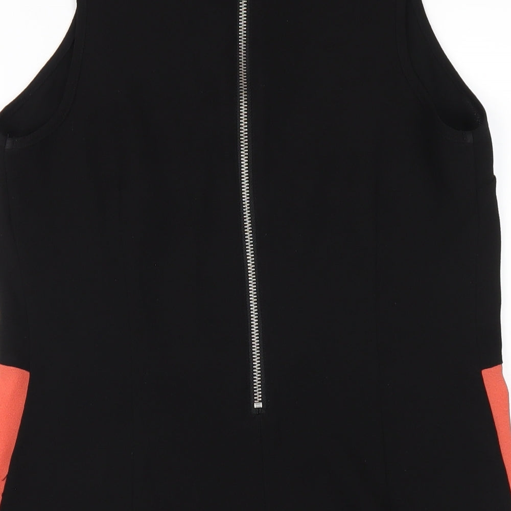 Lipsy Womens Black Polyester A-Line Size 8 Round Neck Zip
