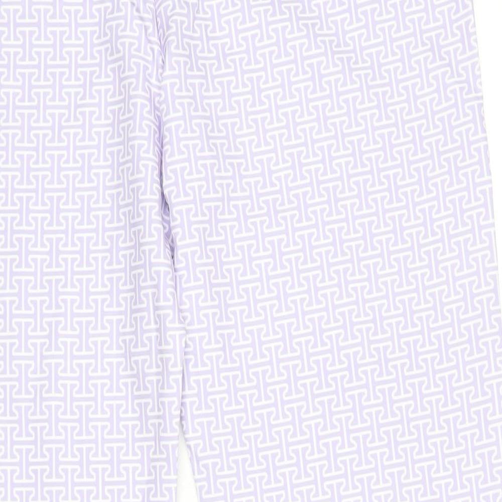 Boohoo Womens Purple Geometric Polyester Trousers Size 16 L32 in Regular Zip