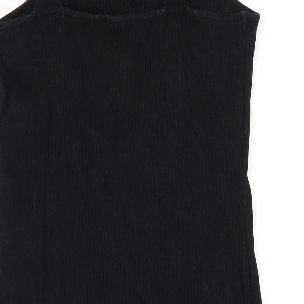 ASOS Womens Black Cotton Bodycon Size 12 Square Neck Pullover