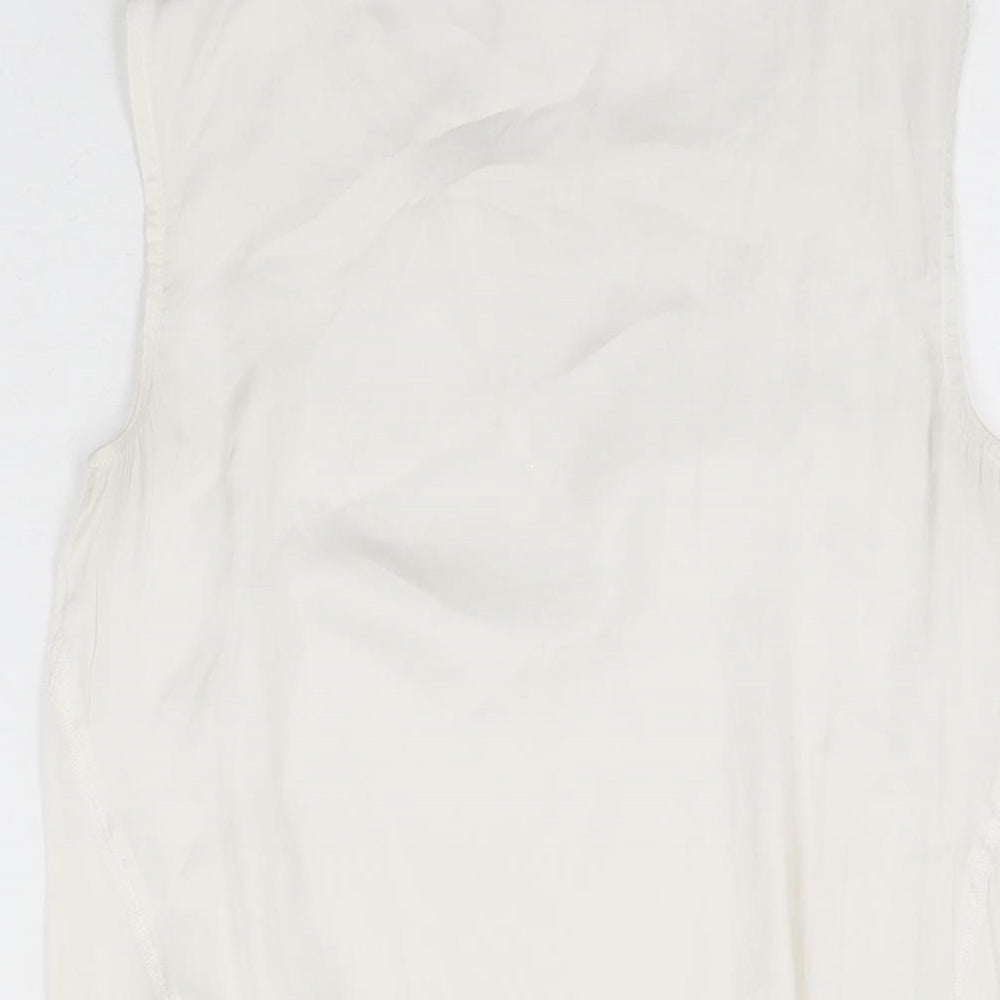 NEXT Womens White Polyester Basic Blouse Size 6 Round Neck