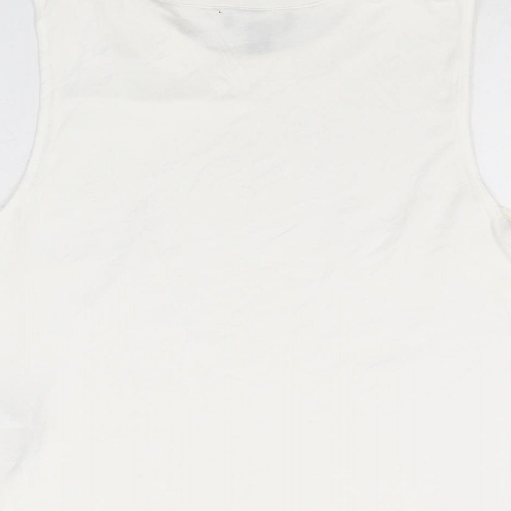 New Look Womens White Polyester Basic T-Shirt Size 8 Round Neck