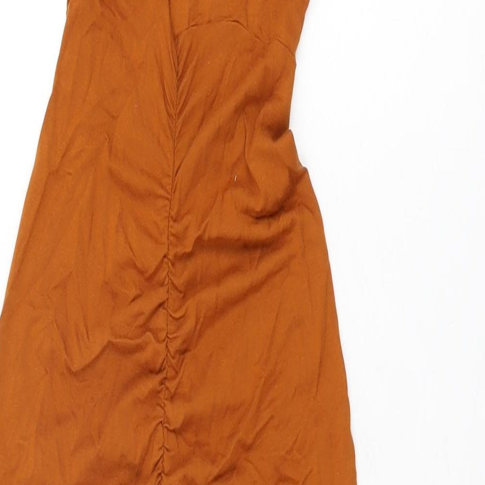 ASOS Womens Orange Viscose Bodycon Size 6 Square Neck Pullover
