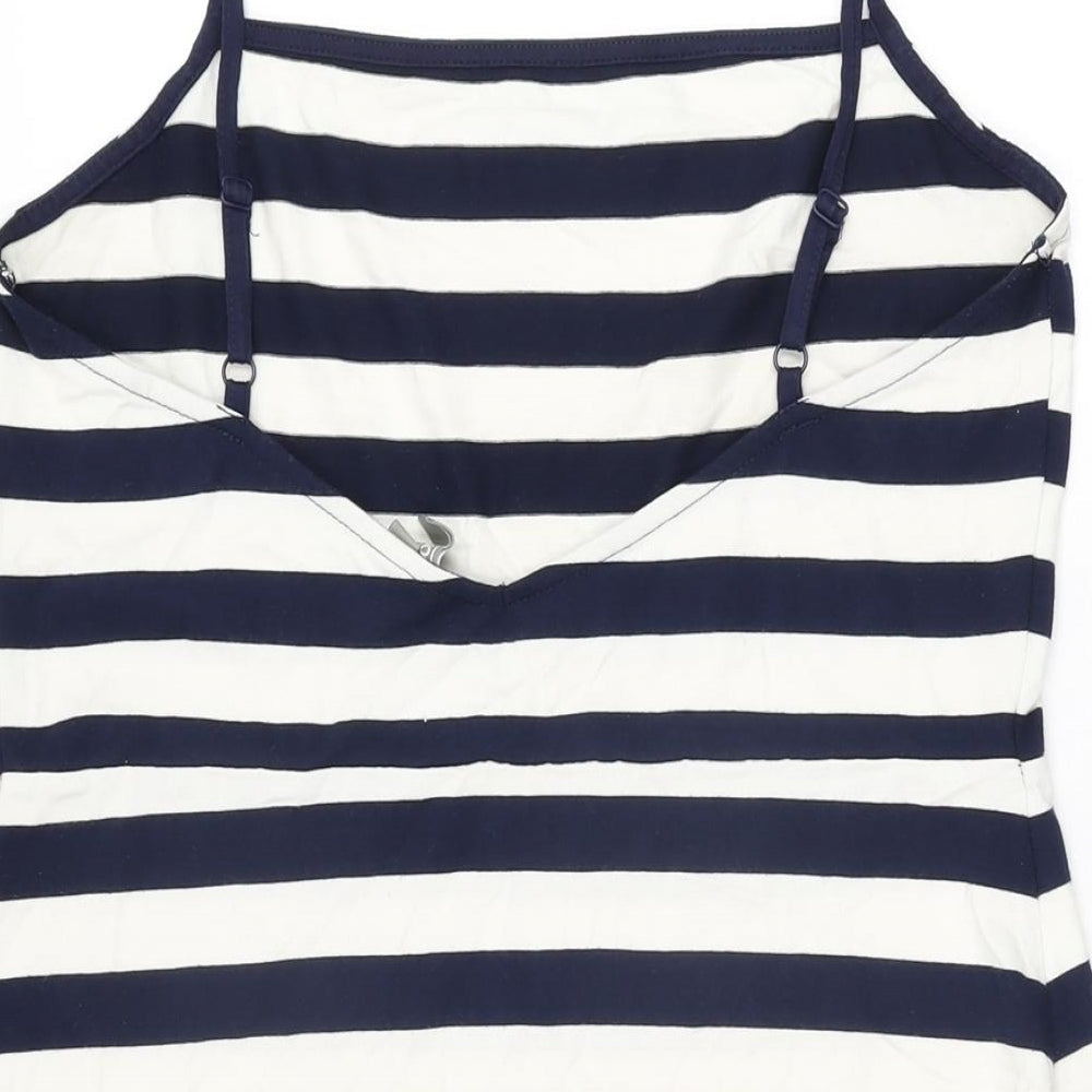 ASOS Womens White Striped Polyester Mini Size 16 Square Neck Pullover