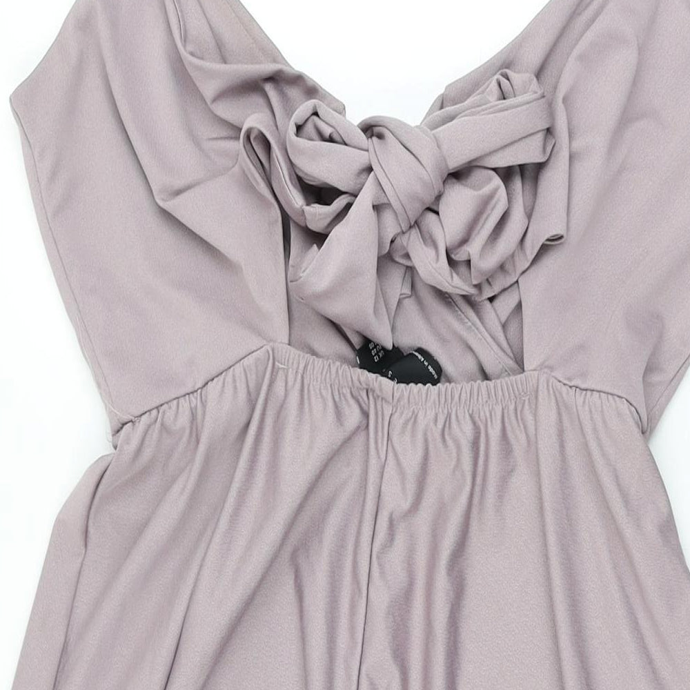 ASOS Womens Purple Polyester A-Line Size 12 V-Neck Tie