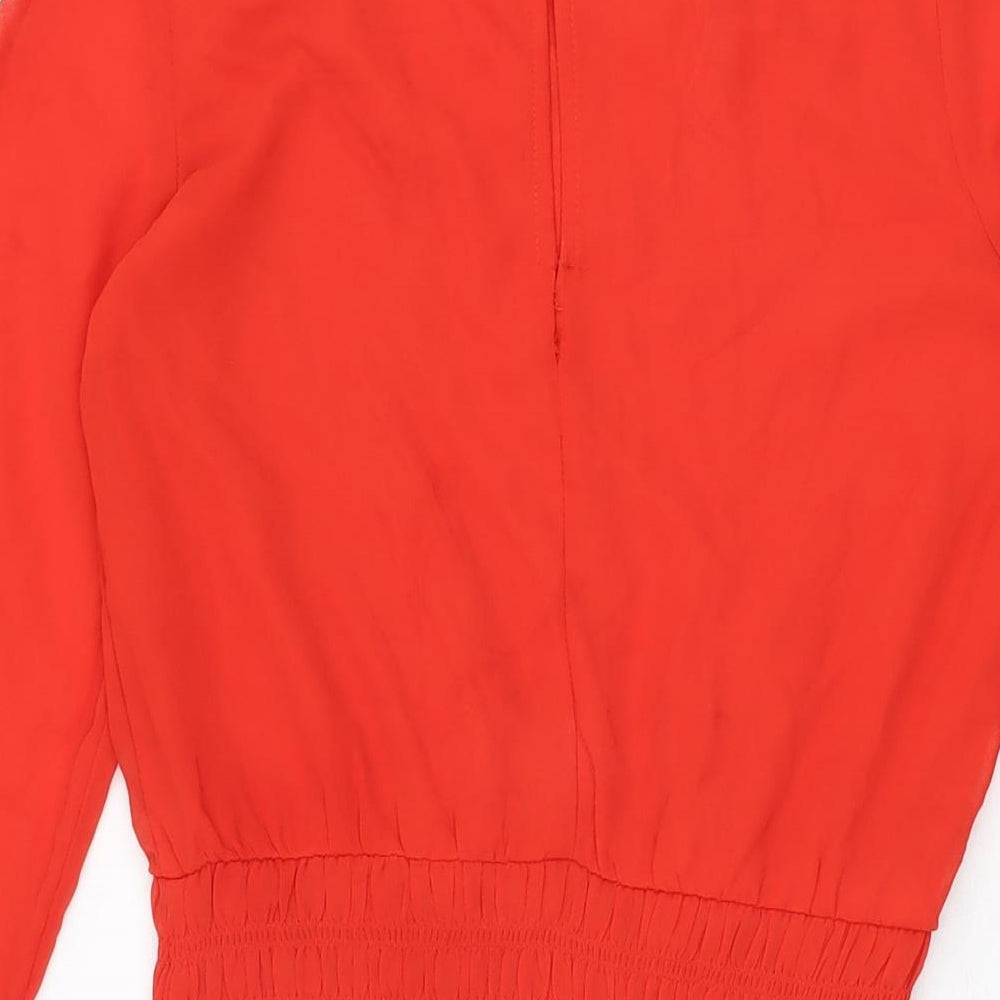 H&M Womens Red Polyester Mini Size 8 Round Neck Button