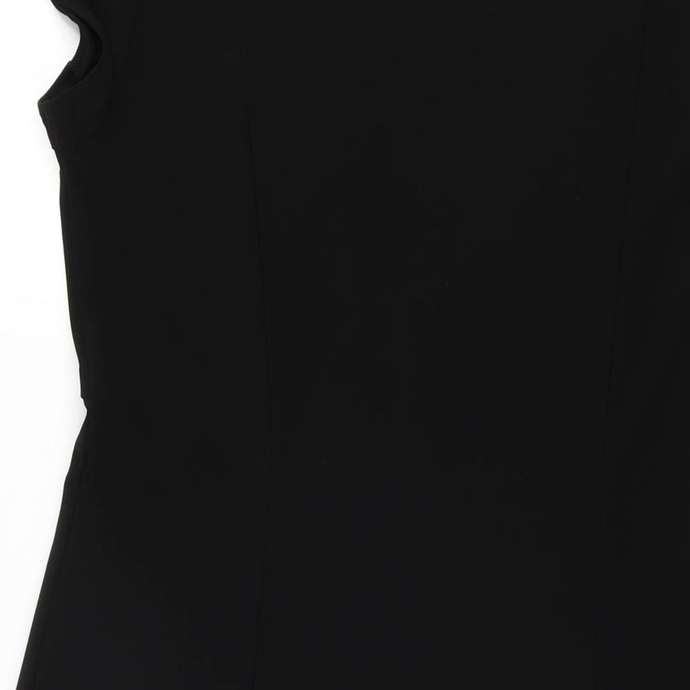 Minuet Womens Black Polyester A-Line Size 14 V-Neck Pullover